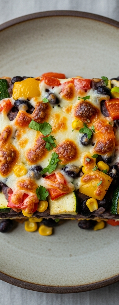 Spicy Black Bean and Vegetable Gratin