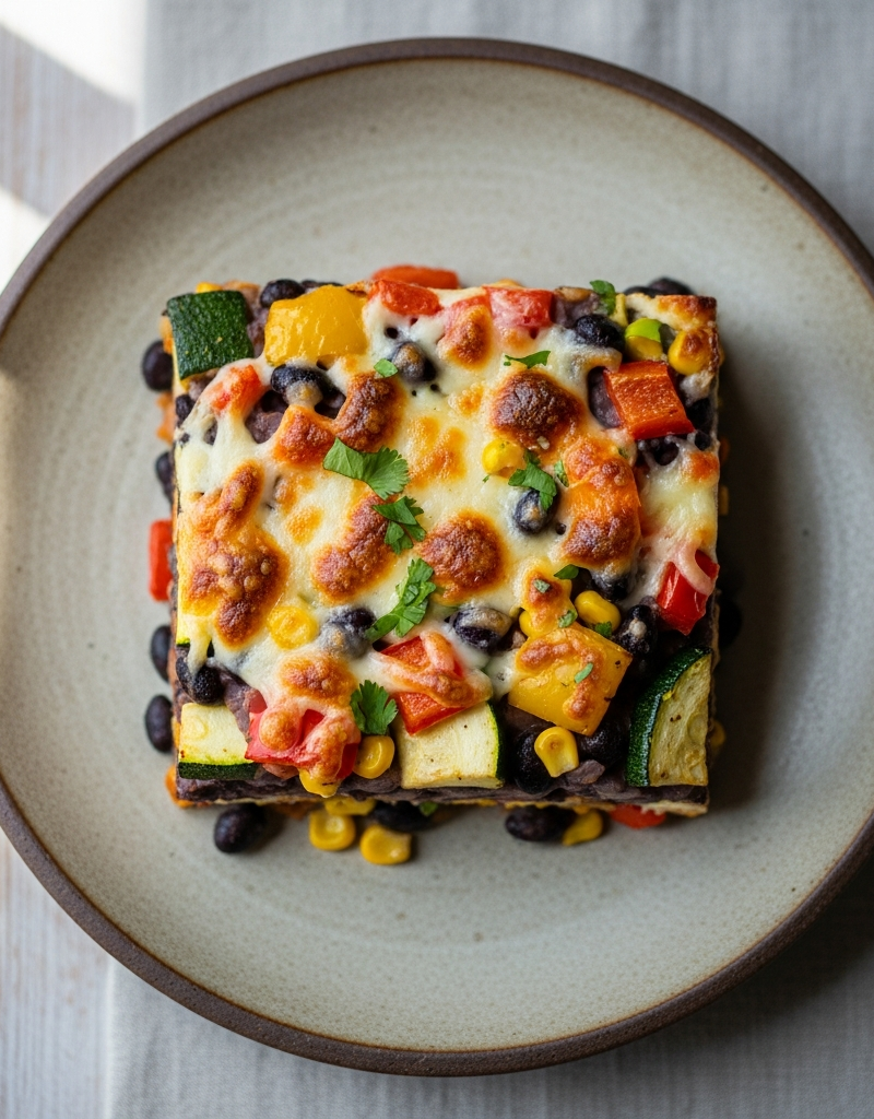 Spicy Black Bean and Vegetable Gratin