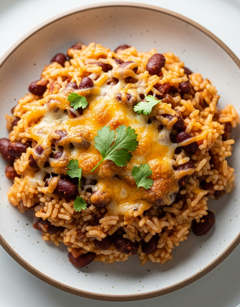 Cheesy Kidney Bean and Rice Skillet