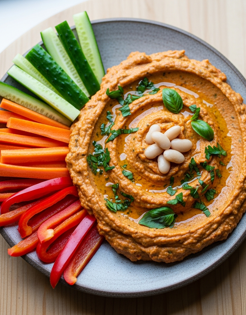 Creamy White Bean and Roasted Red Pepper Dip