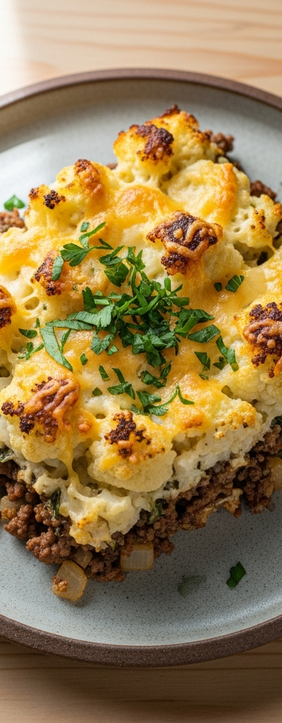 Keto Ground Beef and Cauliflower Casserole