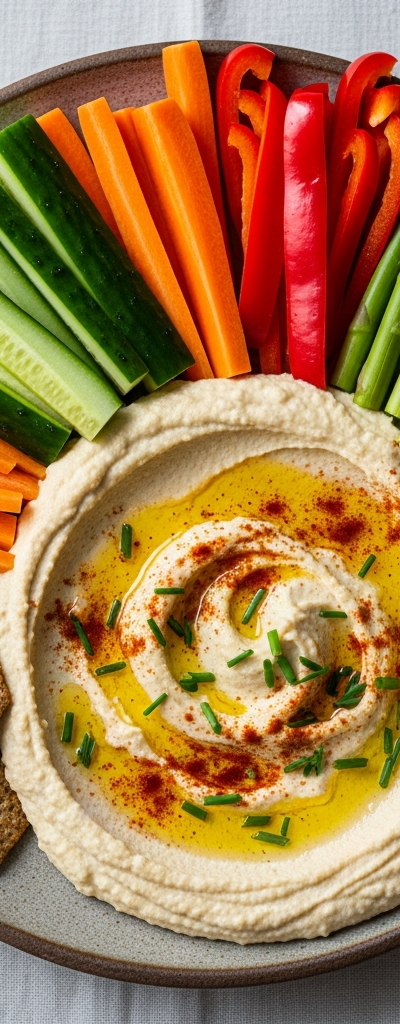 Creamy White Bean Hummus with Veggie Sticks