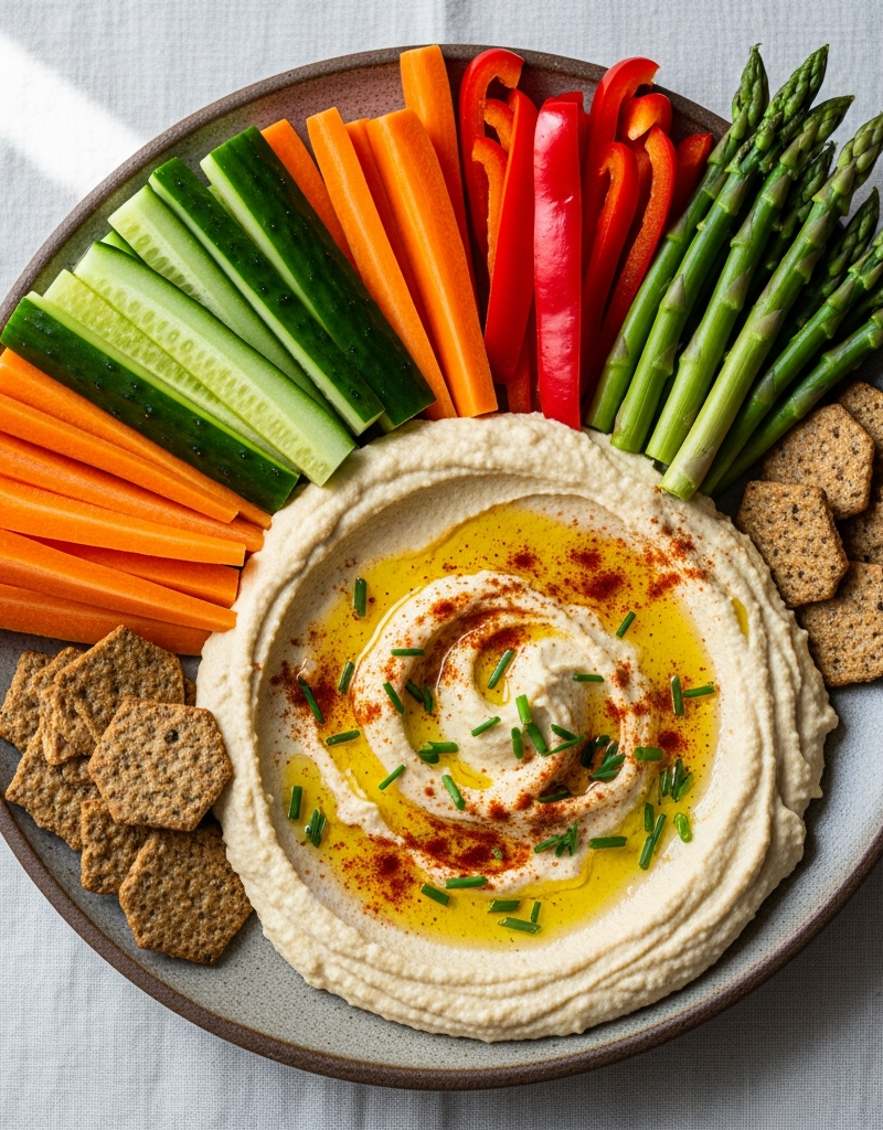 Creamy White Bean Hummus with Veggie Sticks