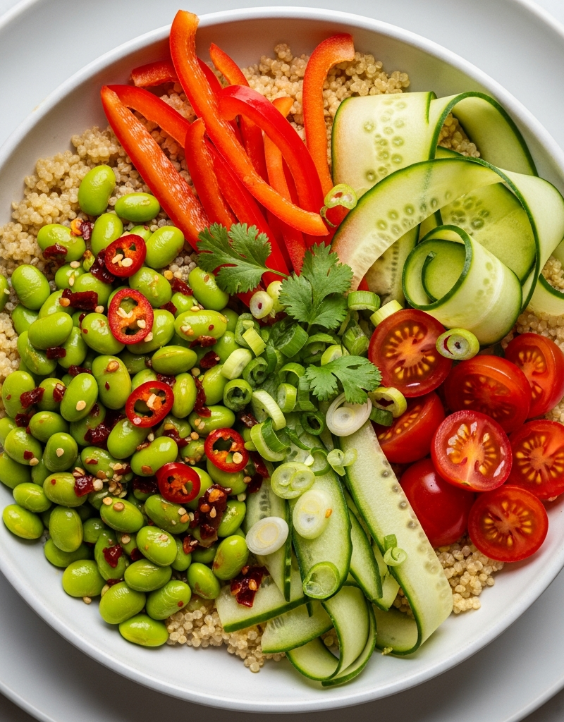 Spicy Edamame and Quinoa Bowl