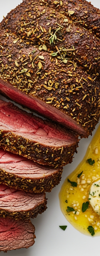 Herb-Crusted Prime Rib Roast with Garlic Butter