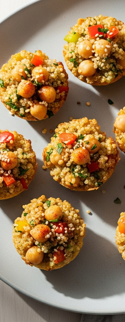 Warm Quinoa Chickpea Snack Cups
