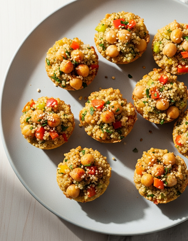 Warm Quinoa Chickpea Snack Cups