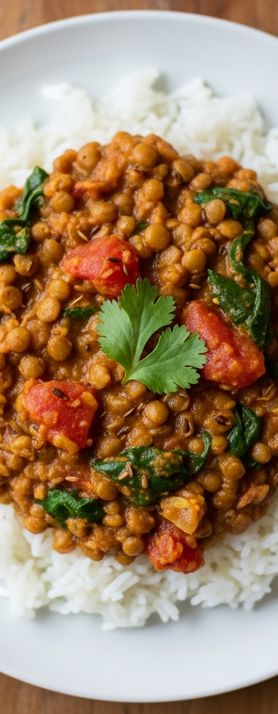 Vegetarian Lentil Curry with Rice