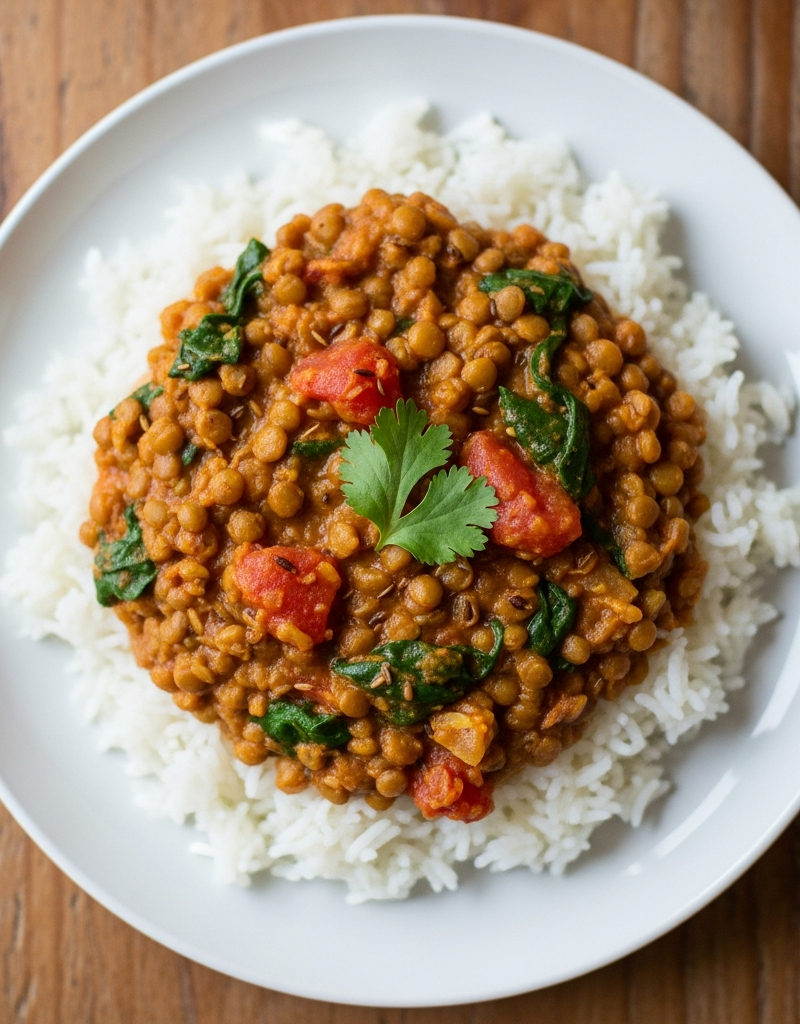 Vegetarian Lentil Curry with Rice