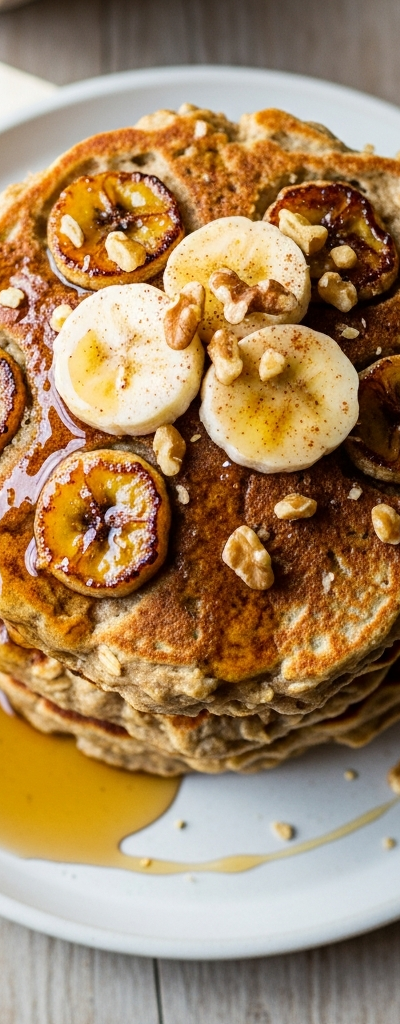 Vegan Banana Oatmeal Pancakes