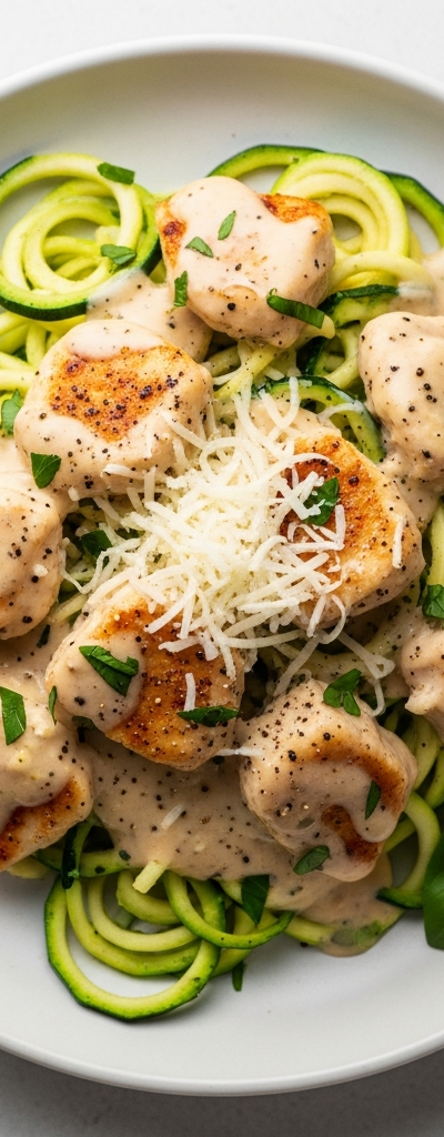 Keto Chicken Alfredo with Zucchini Noodles