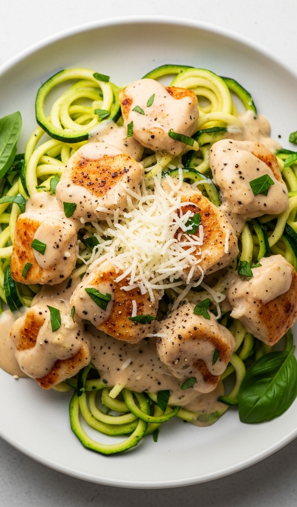 Keto Chicken Alfredo with Zucchini Noodles