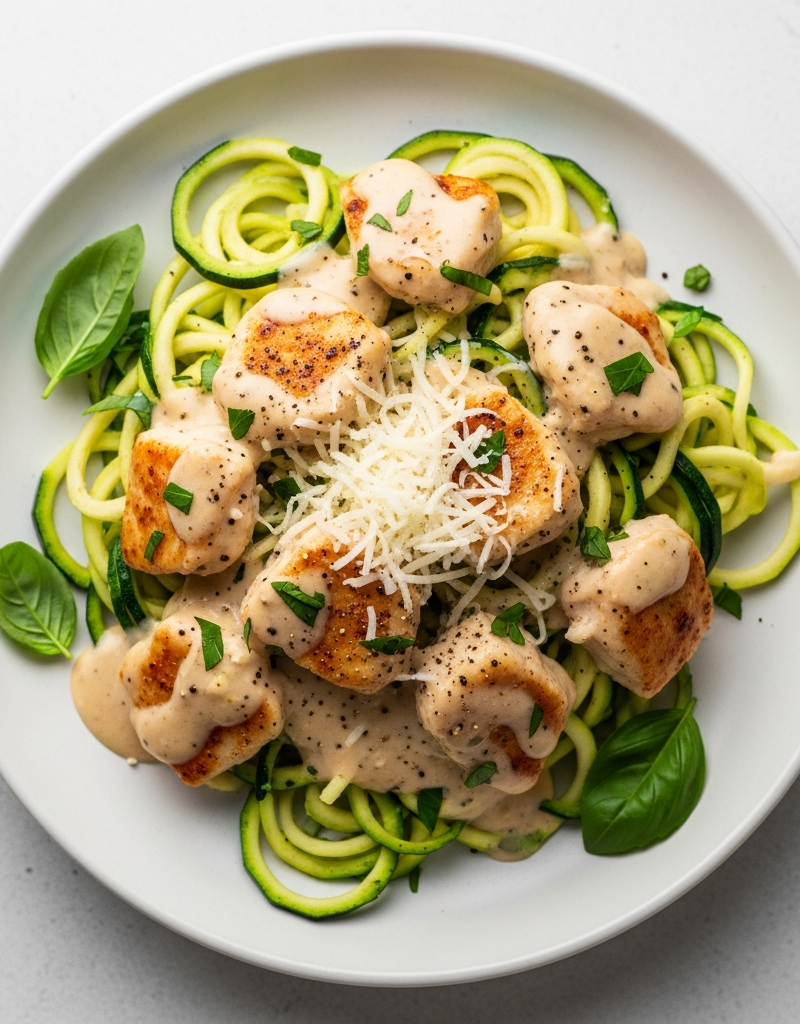 Keto Chicken Alfredo with Zucchini Noodles