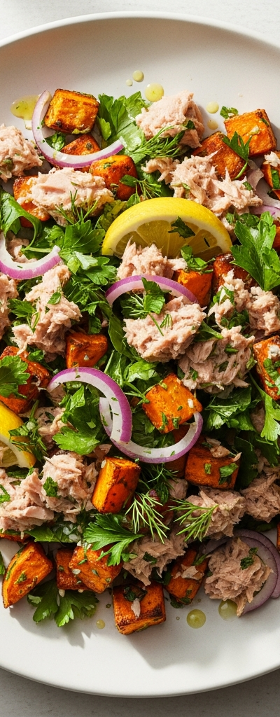 Sweet Potato and Tuna Salad with Lemon Herb Dressing