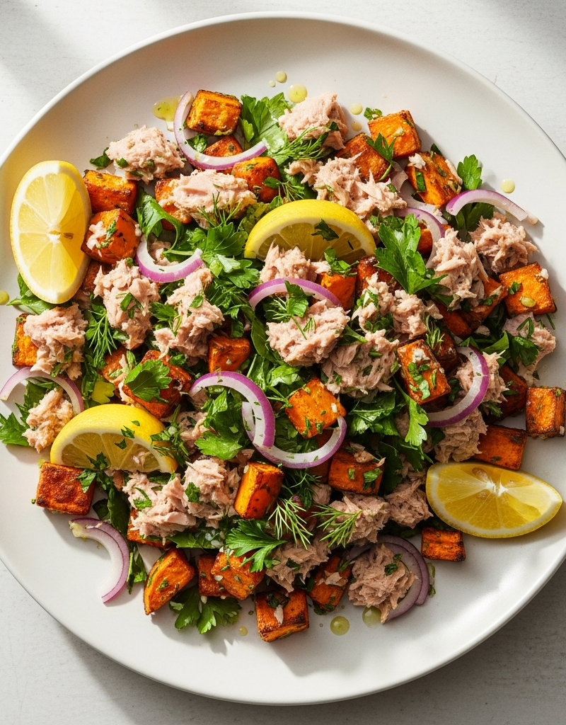 Sweet Potato and Tuna Salad with Lemon Herb Dressing