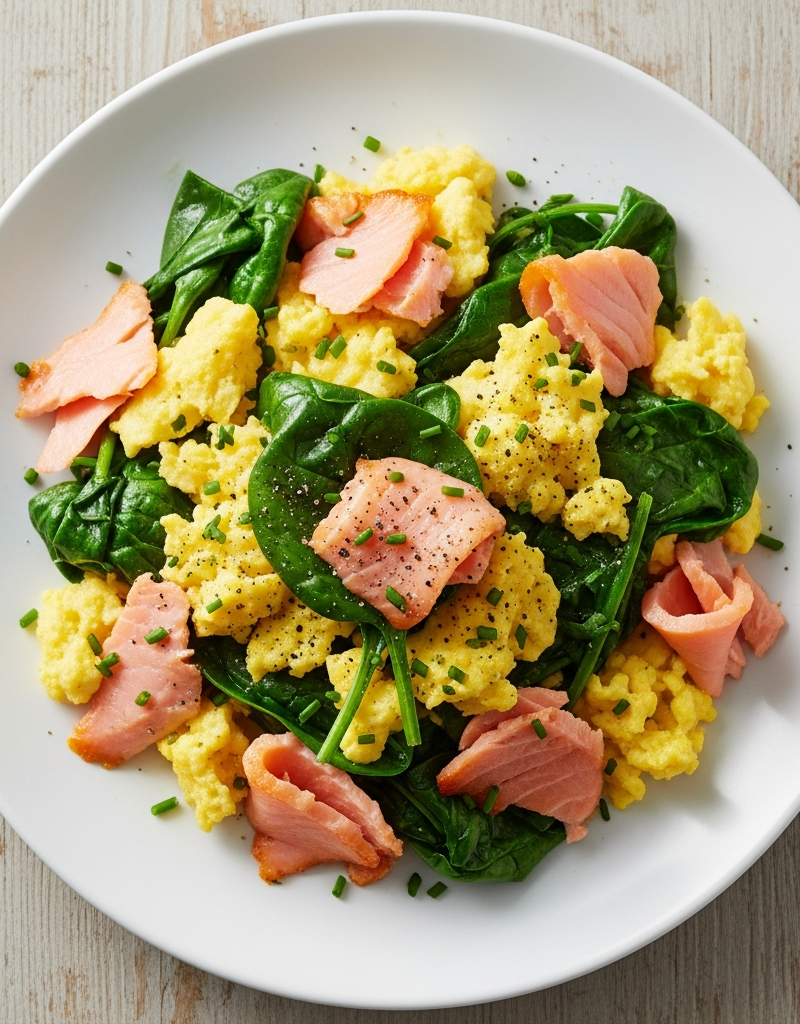 Smoked Salmon and Spinach Scramble