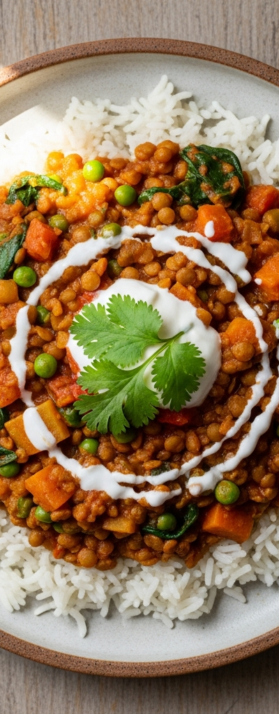 Hearty Lentil and Vegetable Curry with Rice