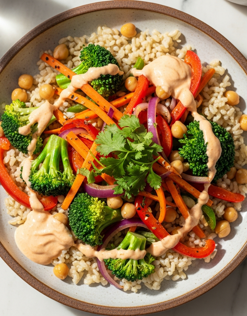 Spicy Chickpea and Brown Rice Stir-Fry