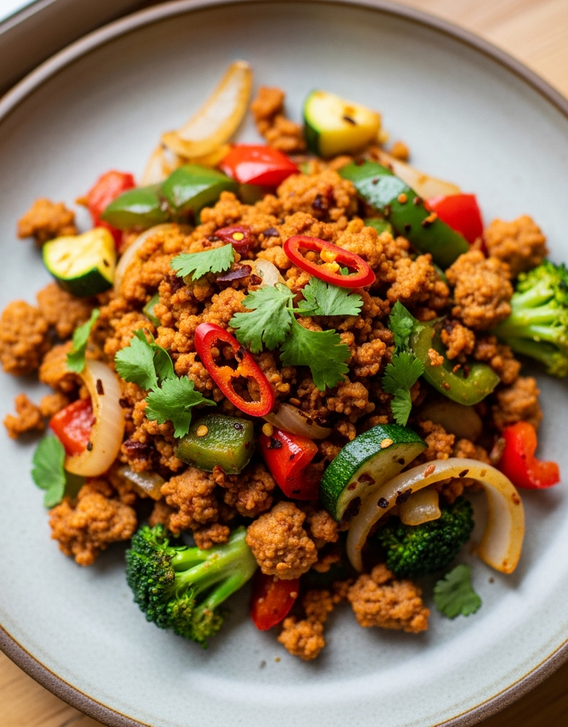 Spicy Soy Mince Vegetable Hash