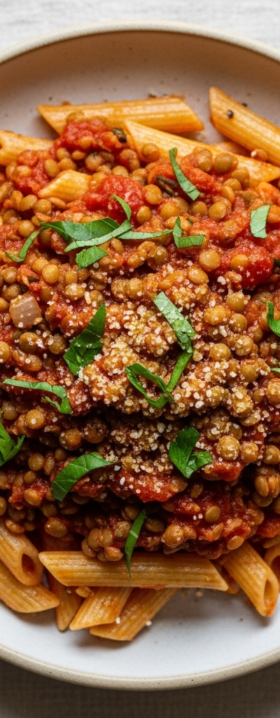 Pasta with Lentil Tomato Sauce