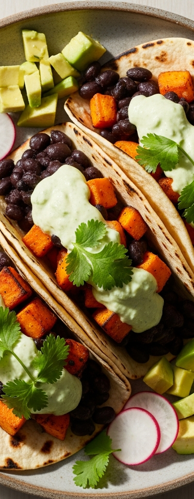 Vegan Sweet Potato and Black Bean Tacos