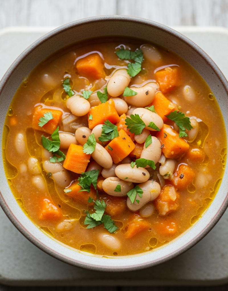 Hearty Sweet Potato and White Bean Soup
