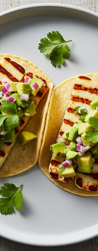 Grilled Halloumi Tacos with Avocado Salsa