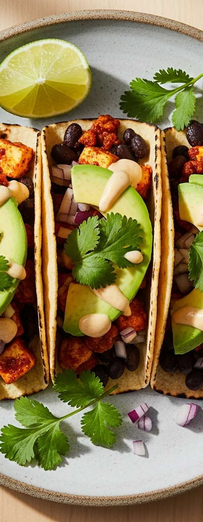 Tofu and Bean Tacos with Avocado
