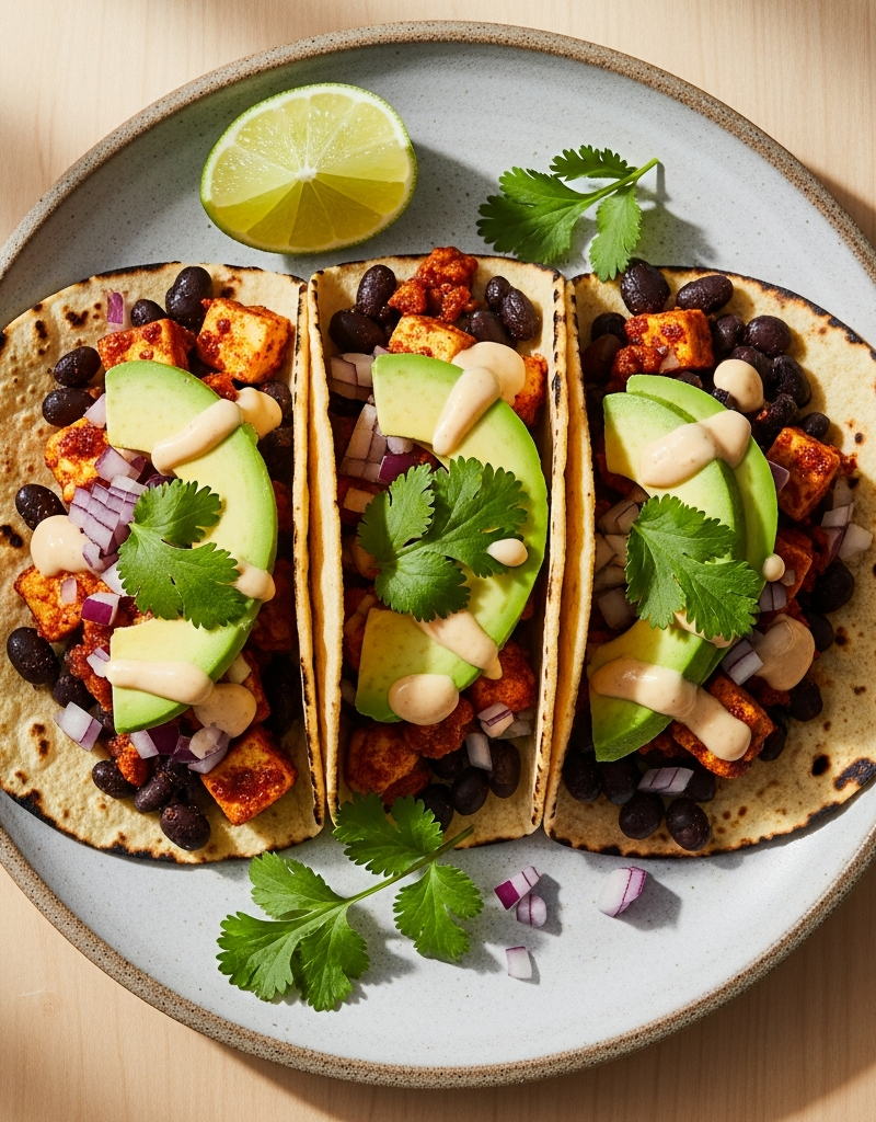 Tofu and Bean Tacos with Avocado
