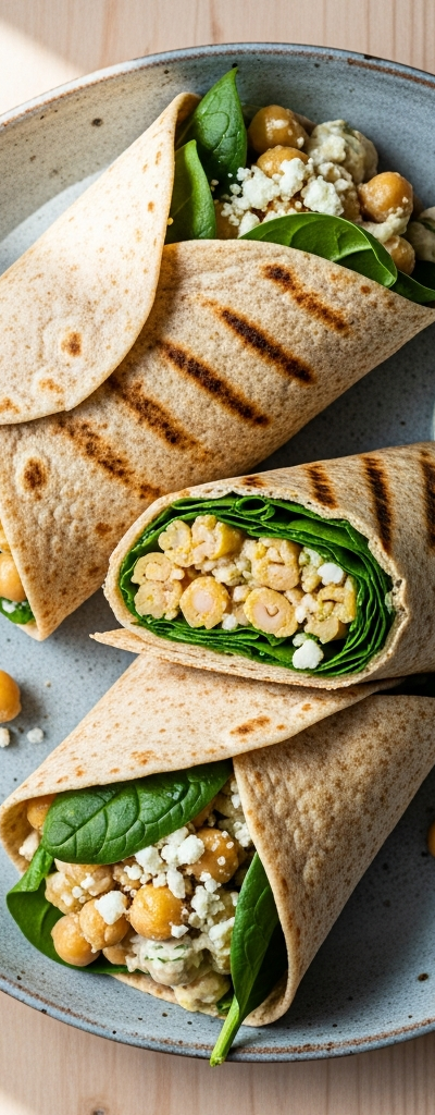Mediterranean Mini Chickpea Spinach Wraps