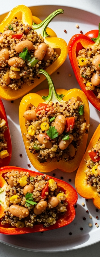 Butter Bean and Quinoa Stuffed Bell Peppers