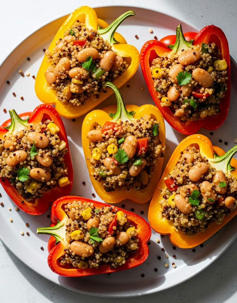 Butter Bean and Quinoa Stuffed Bell Peppers