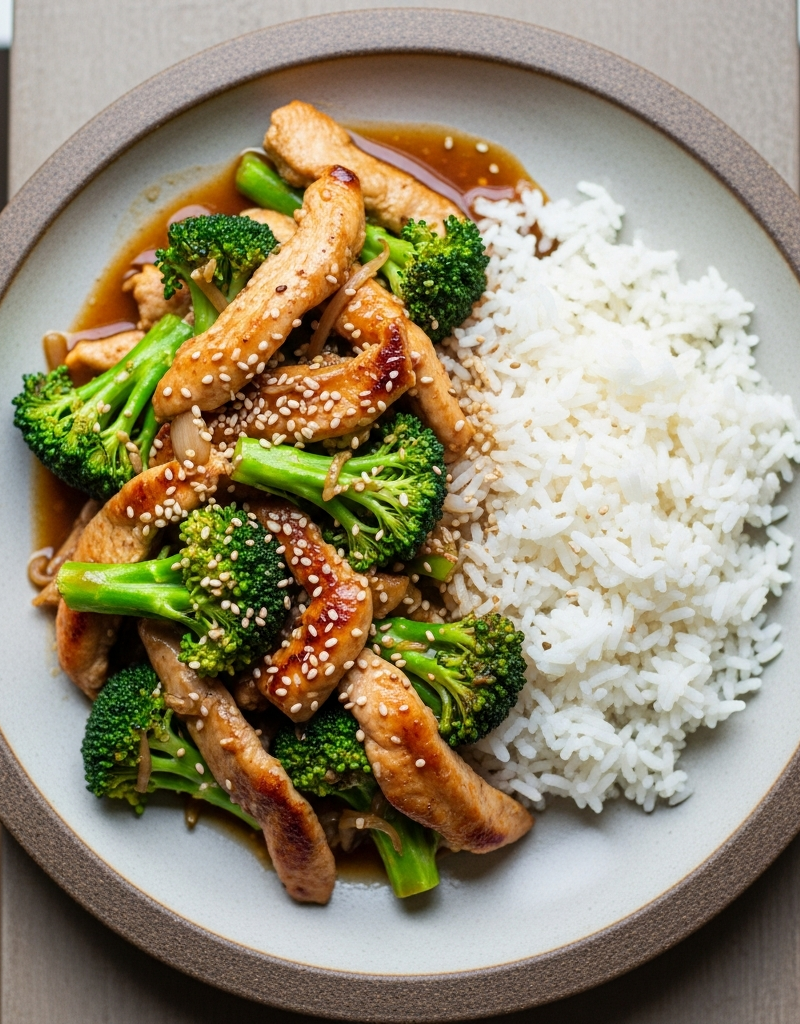 Chicken Stir-Fry with Broccoli and Rice