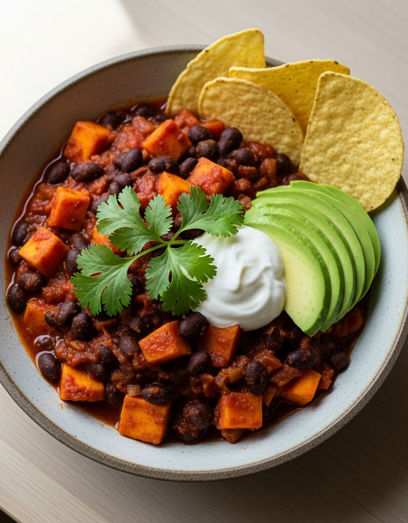 Vegan Sweet Potato and Black Bean Chili