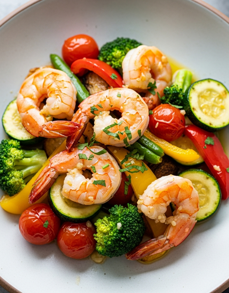 Garlic Prawn and Vegetable Skillet
