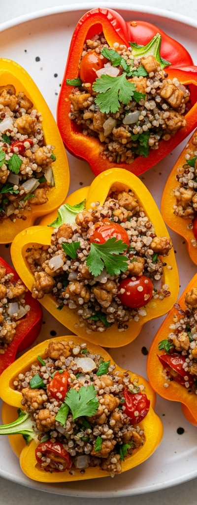 Stuffed Bell Peppers with Tempeh and Quinoa