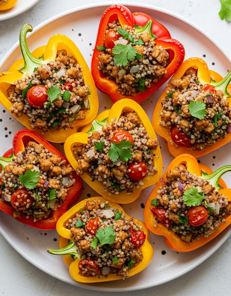 Stuffed Bell Peppers with Tempeh and Quinoa