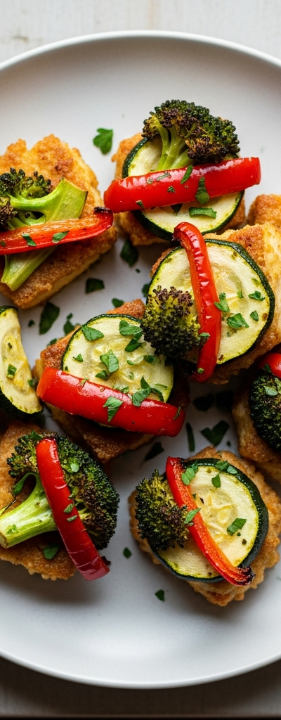 Crispy Tofu and Veggie Oven Bites