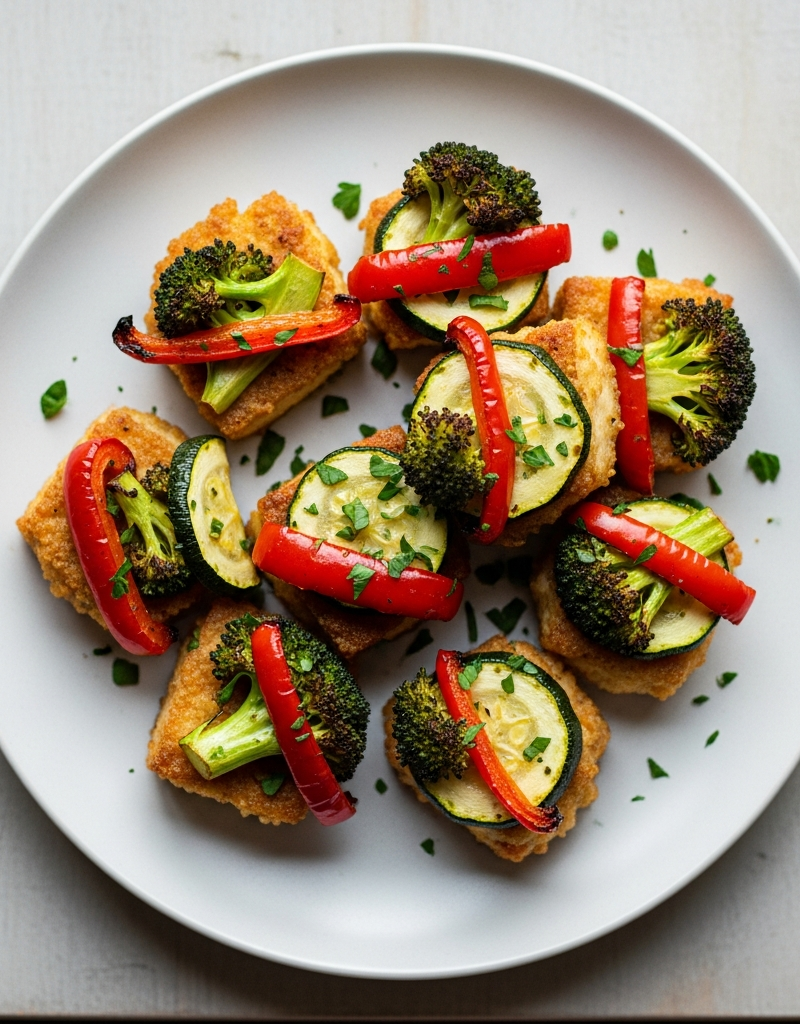 Crispy Tofu and Veggie Oven Bites