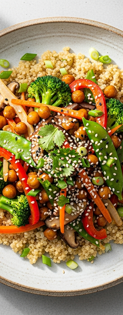 Chickpea and Vegetable Stir-Fry with Miso Quinoa