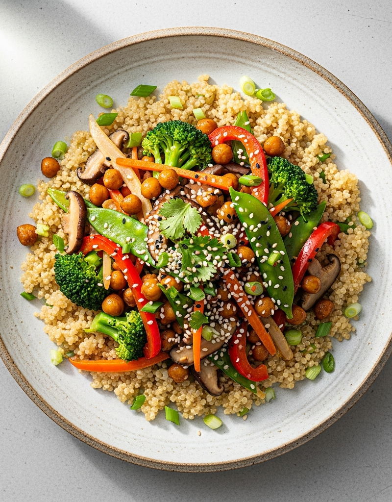 Chickpea and Vegetable Stir-Fry with Miso Quinoa