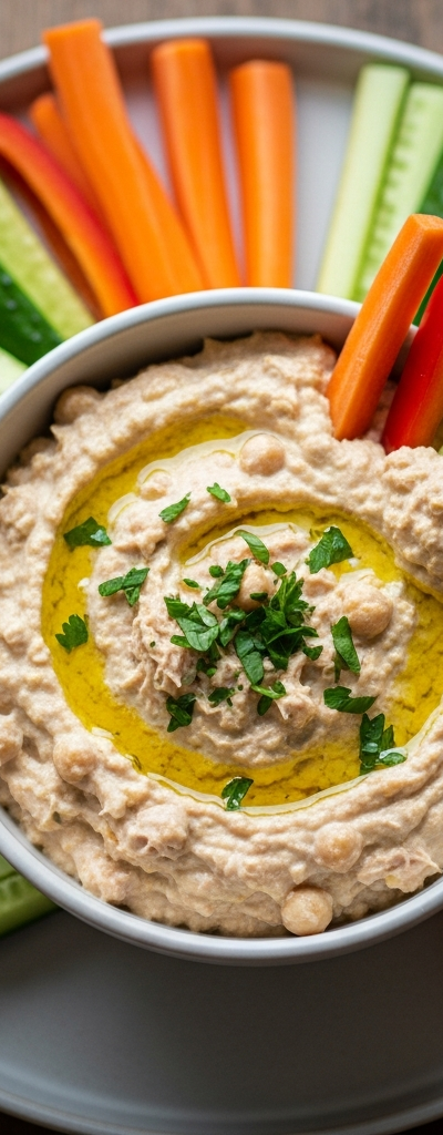 Creamy Tuna and Chickpea Dip with Veg Sticks