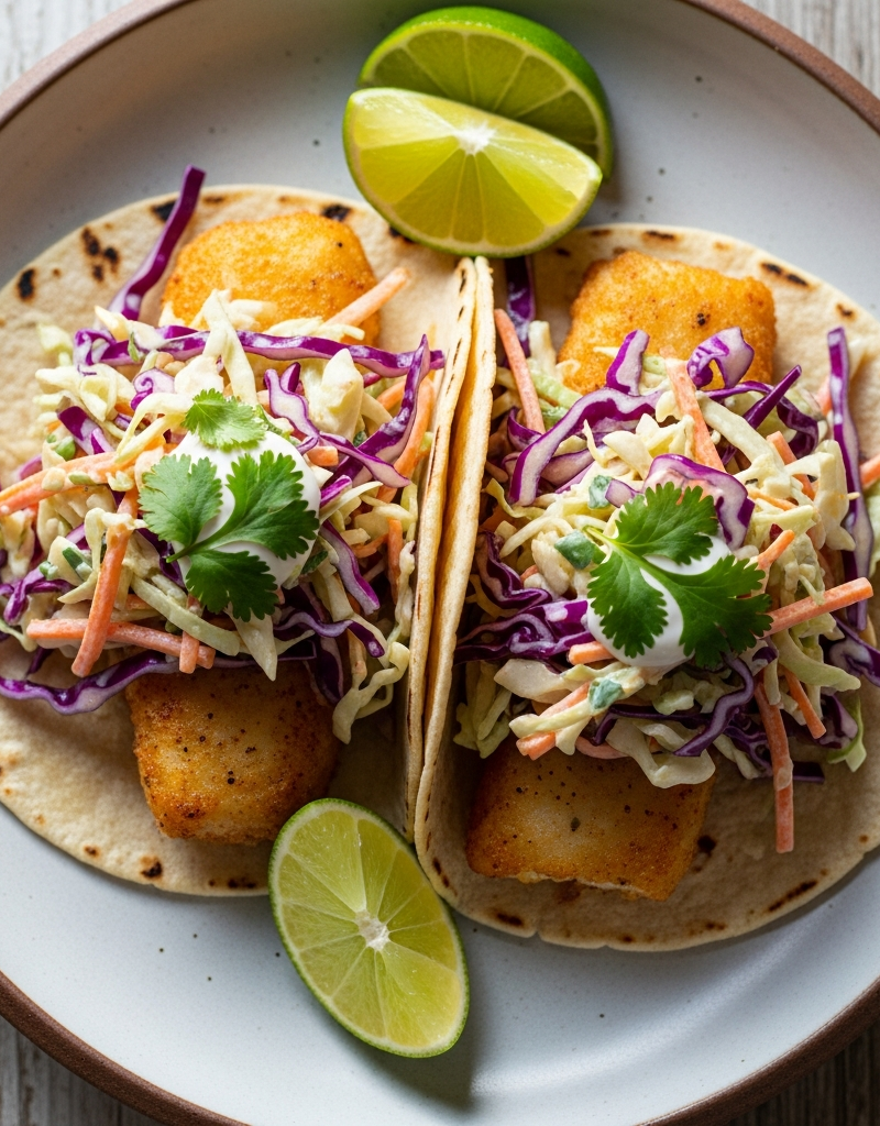 Homemade Fish Tacos with Cabbage Slaw