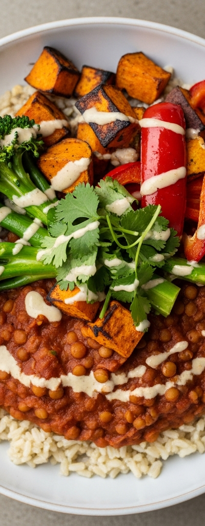 Vegan Lentil and Veggie Rice Bowl