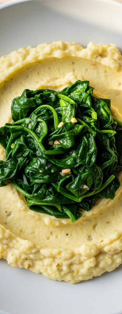 Cheesy Cauliflower Mash with Spinach
