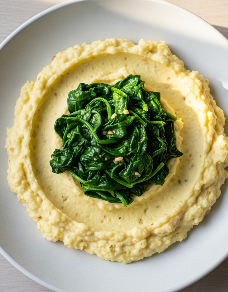 Cheesy Cauliflower Mash with Spinach