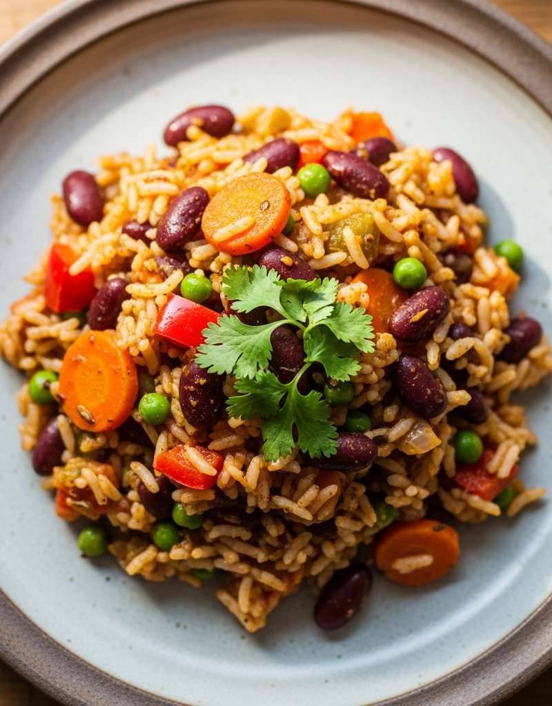 Kidney Bean and Vegetable Rice Skillet