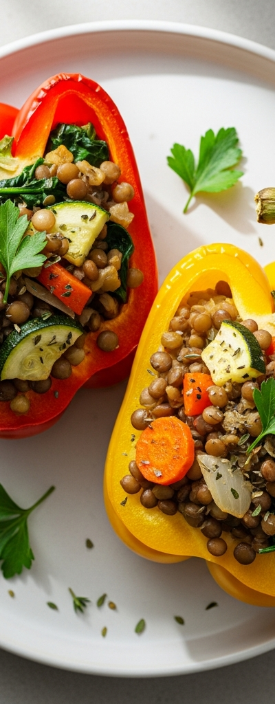 Vegetable and Lentil Stuffed Bell Peppers