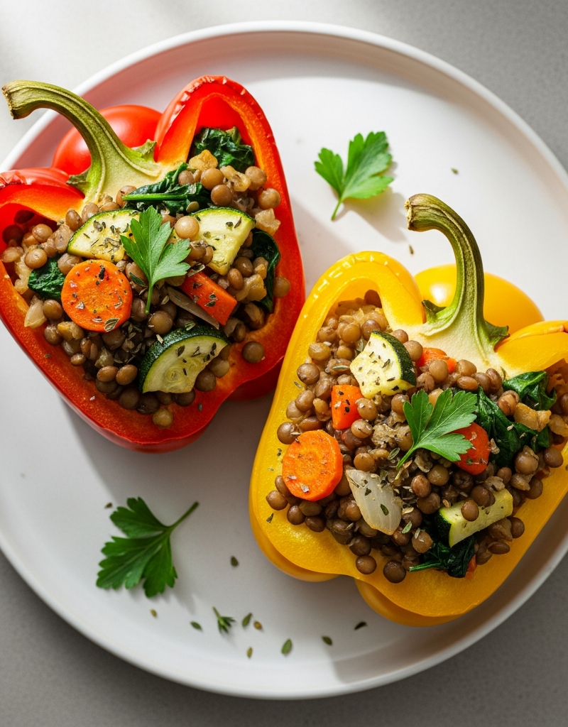 Vegetable and Lentil Stuffed Bell Peppers