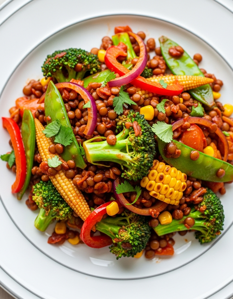 Spicy Lentil and Vegetable Stir-Fry